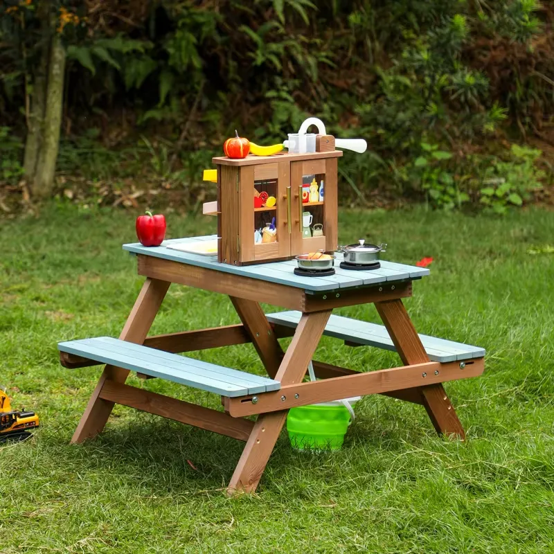 Kids Outdoor Mud Table - Wooden Picnic Table Set for Kids