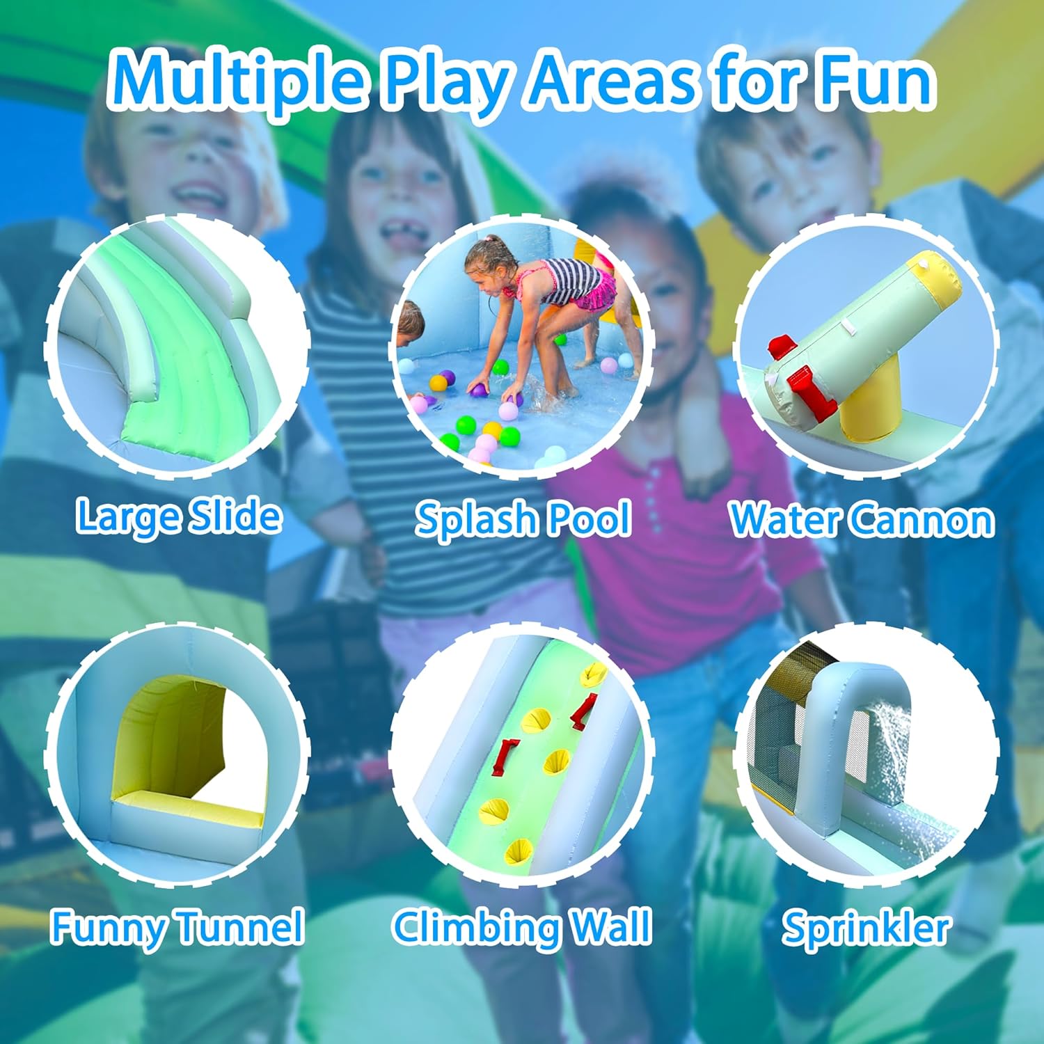 6-in-1 Inflatable Kids Bounce  - Kids Outdoor House With Slide 评论和价格