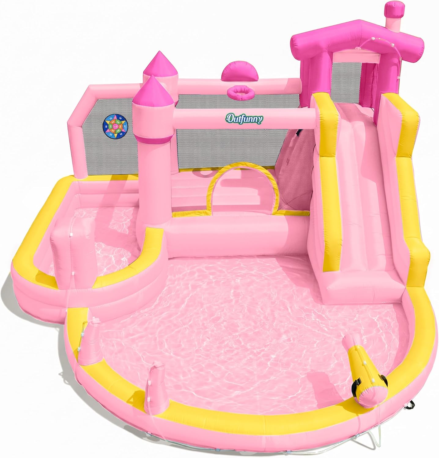 Pink Inflatable Water Slide Bo - Kids Outdoor House With Slide 评论和价格