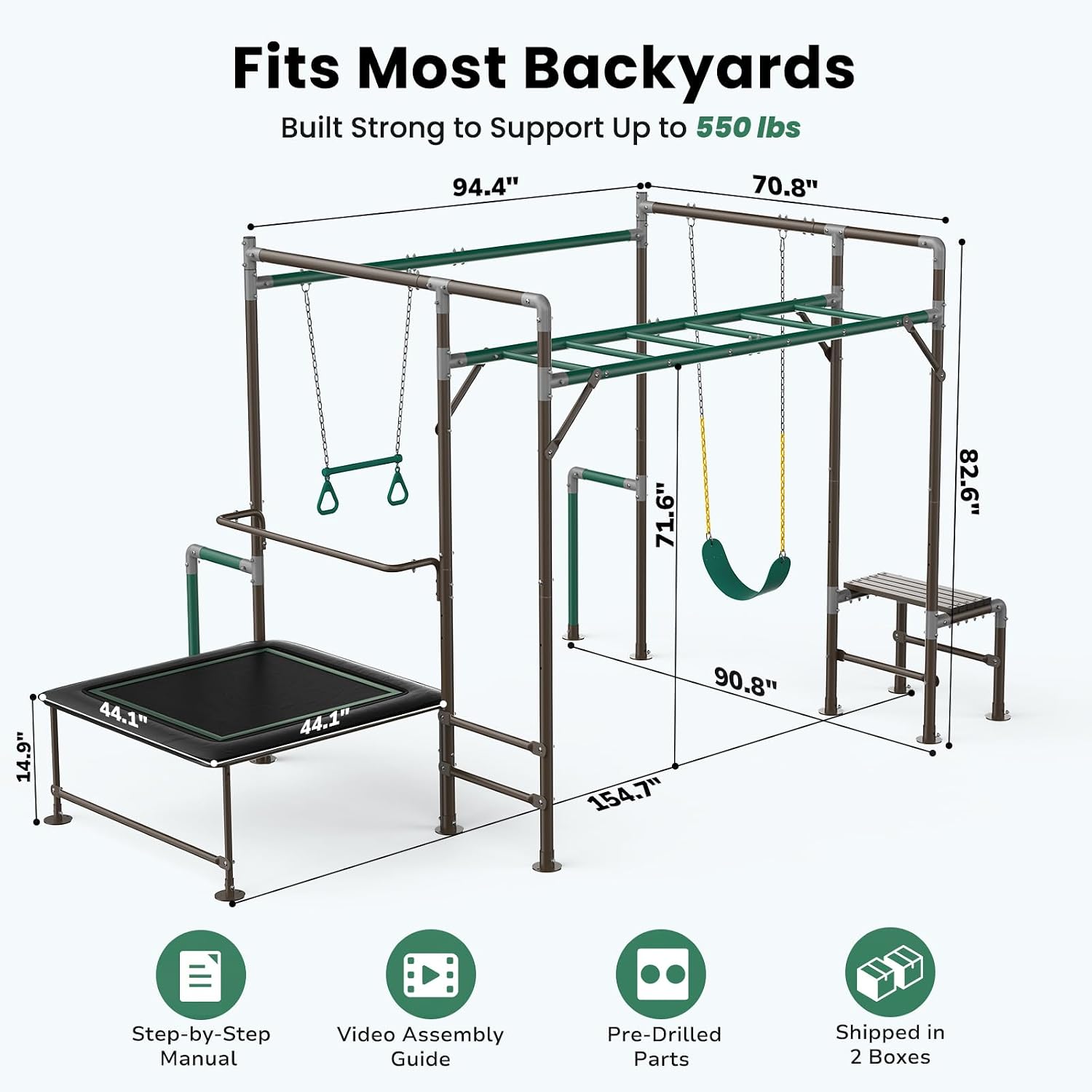 Outdoor Jungle Gym with Monkey - Kids Outdoor Monkey Bars 评论和价格