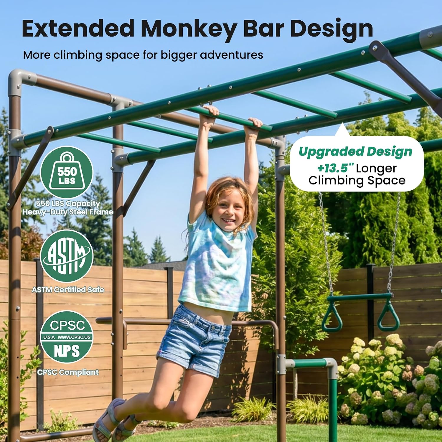 Outdoor Jungle Gym with Monkey - Kids Outdoor Monkey Bars 评论和价格