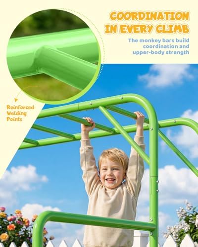 Outdoor Monkey Bar Set with Cl - Kids Outdoor Monkey Bars 评论和价格