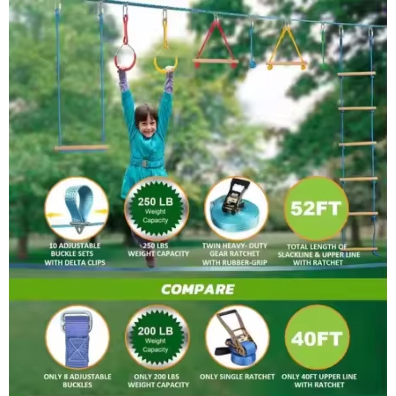 Warrior Obstacle Course Kit fo - Kids Outdoor Monkey Bars 评论和价格