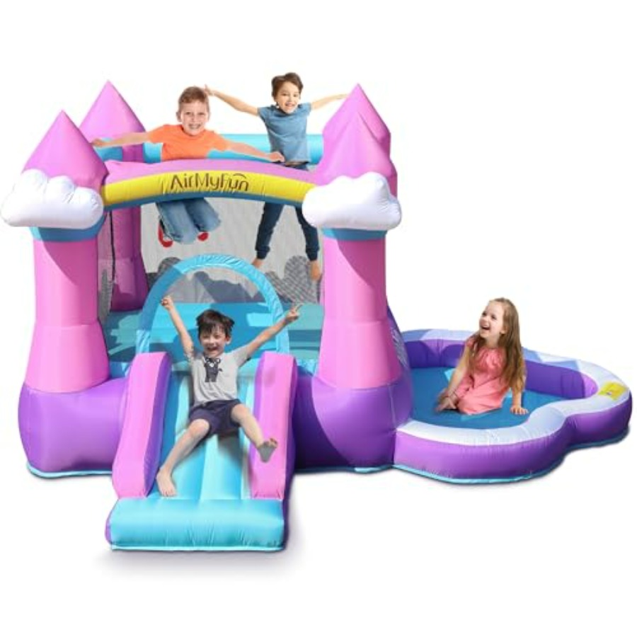 Pink inflatable bounce house f - Kids Outdoor House With Slide 评论和价格