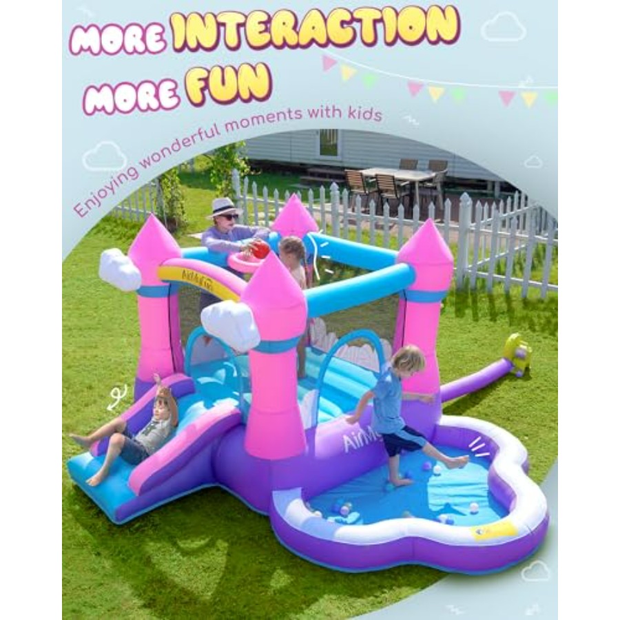 Pink inflatable bounce house f - Kids Outdoor House With Slide 评论和价格