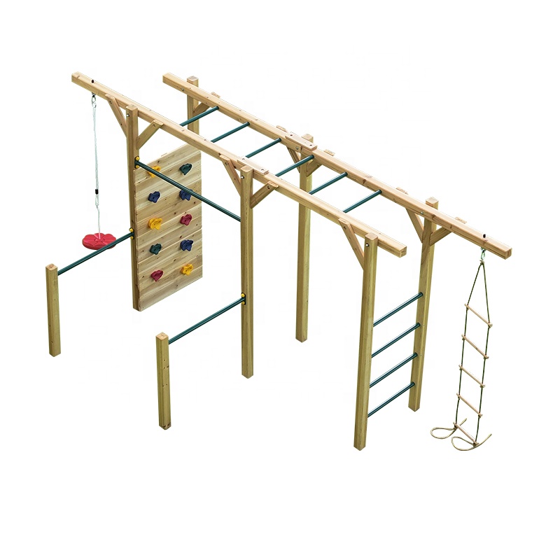 6 in 1 Wooden Fitness Equipmen - Kids Outdoor Monkey Bars 评论和价格