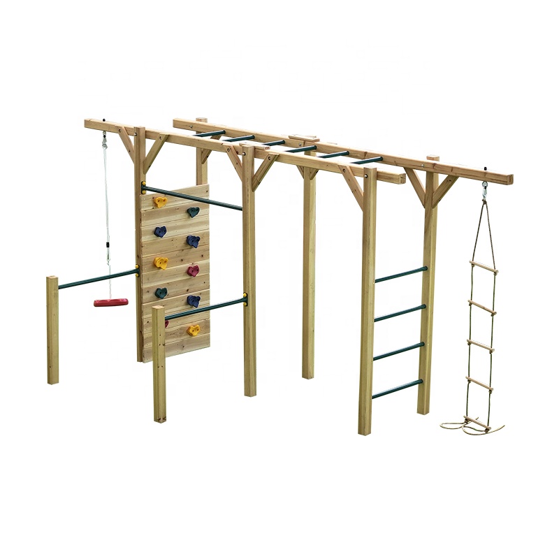 6 in 1 Wooden Fitness Equipmen - Kids Outdoor Monkey Bars 评论和价格