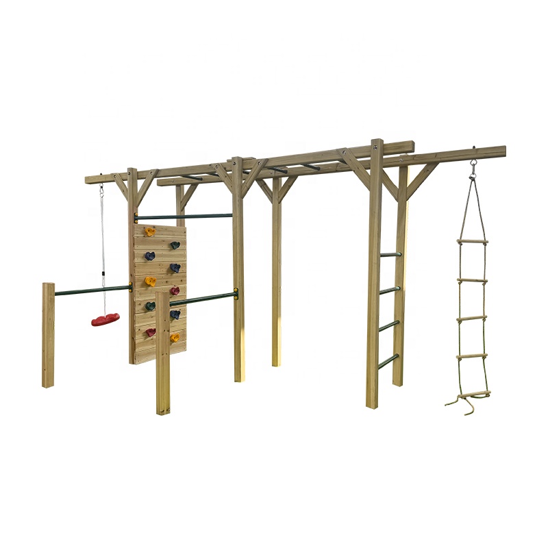 6 in 1 Wooden Fitness Equipmen - Kids Outdoor Monkey Bars 评论和价格