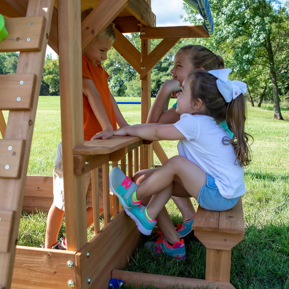 US Shipping Cedar Wood Backyar - Kids Outdoor Monkey Bars 评论和价格