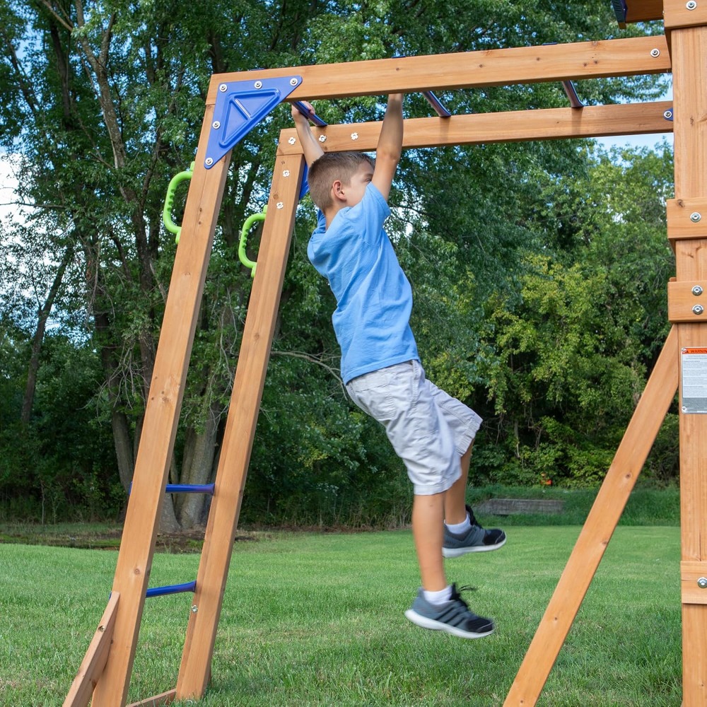 US Shipping Cedar Wood Backyar - Kids Outdoor Monkey Bars 评论和价格